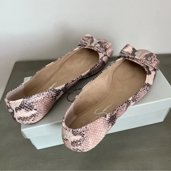 Jessica Simpson Marieta Ballet Flat Snake Print Bow Flat Women’s Size 10 M - Picture 14 of 17